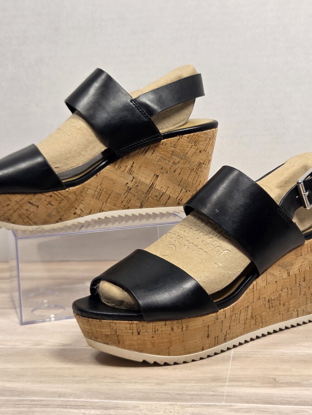 Nine West Dina women's platform wedge sandals in black